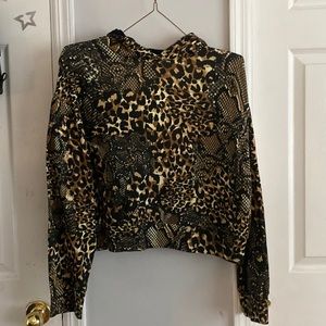 Zara cheetah print/snake print cropped hoodie